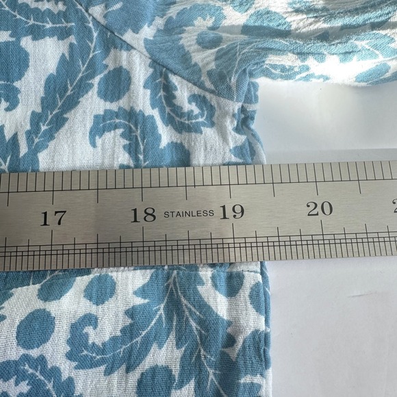 Boden Blue Paisley Gauzy Tunic Blouse Women US 4 Tassel Coastal Boho Peasant - Picture 7 of 8